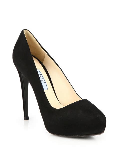 black suede prada heels|prada black high heels.